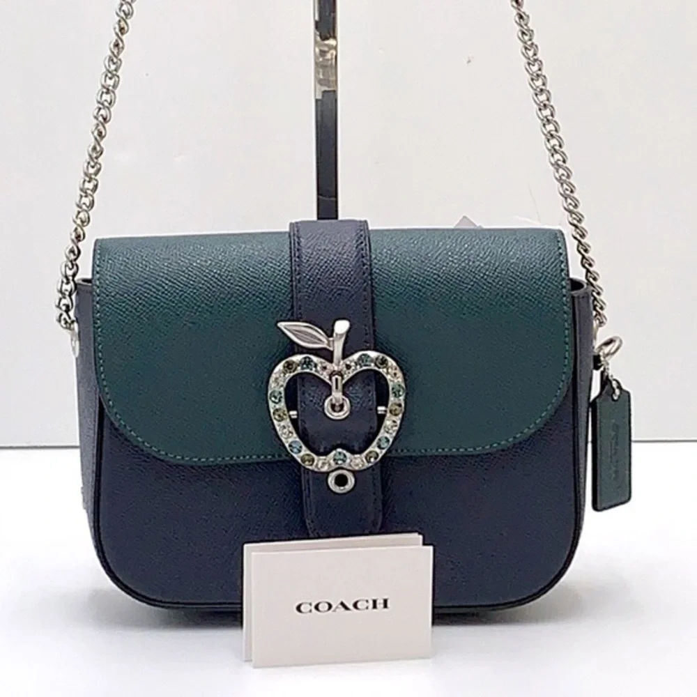 COACH Gemma Crossbody In Colorblock With Apple Buckle Forest Midnight Navy color